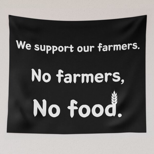 Item preview, Support for farmers (black and white with wheat) designed and sold by 2Girls1Shirt.