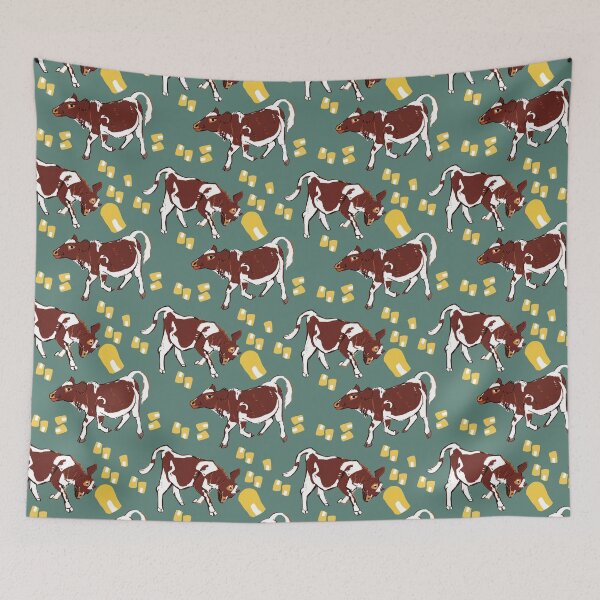 Item preview, Baby calf with corn in teal designed and sold by EskTuulispaa.