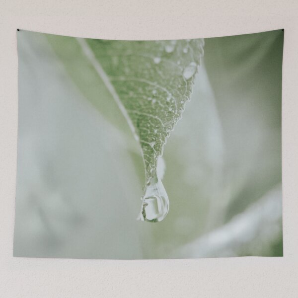 Item preview, Leaf Drop Photo | Plantlife Close-up Photography | Raindrop Hanging On Leaf designed and sold by Melissa Peltenburg.
