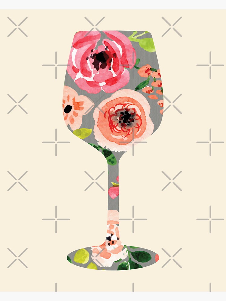 "Floral Wine Glass" Sticker by smburgess Redbubble