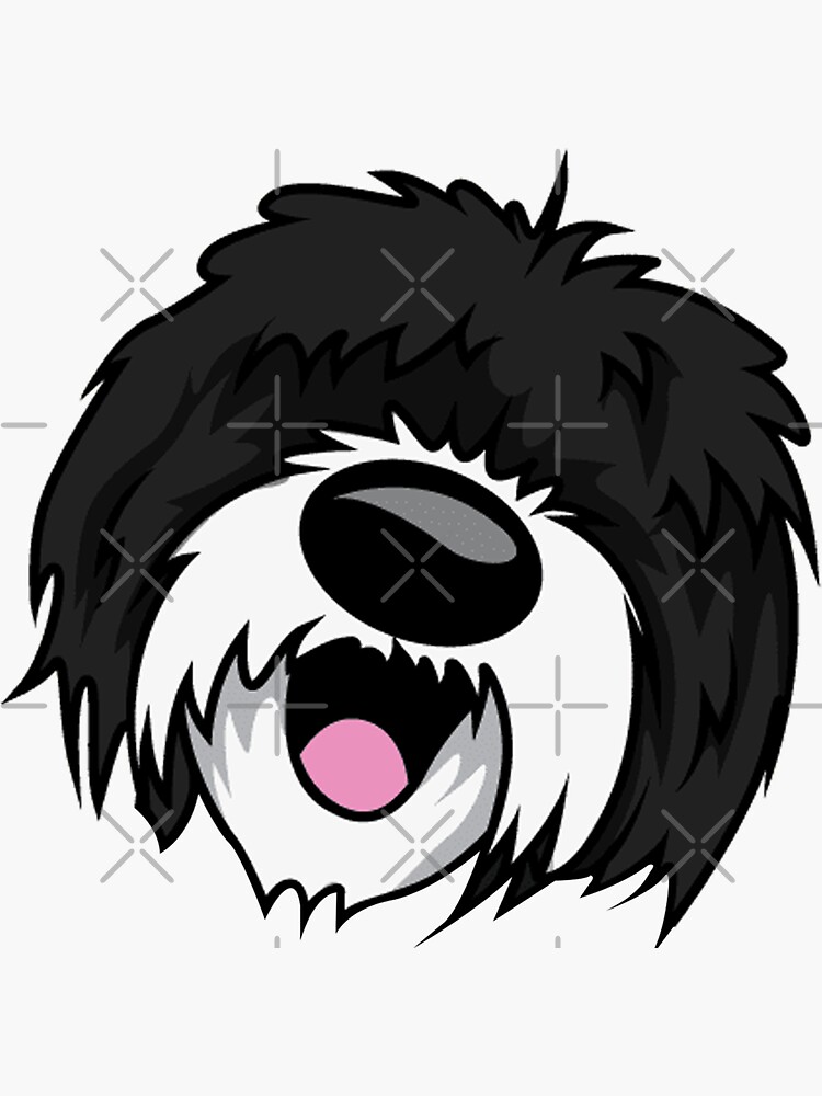Sheepadoodle Face - Hilarious Decal Sheepadoodle Dog Face Lovers Gifts Ideas For Her Or Him by 96cazador
