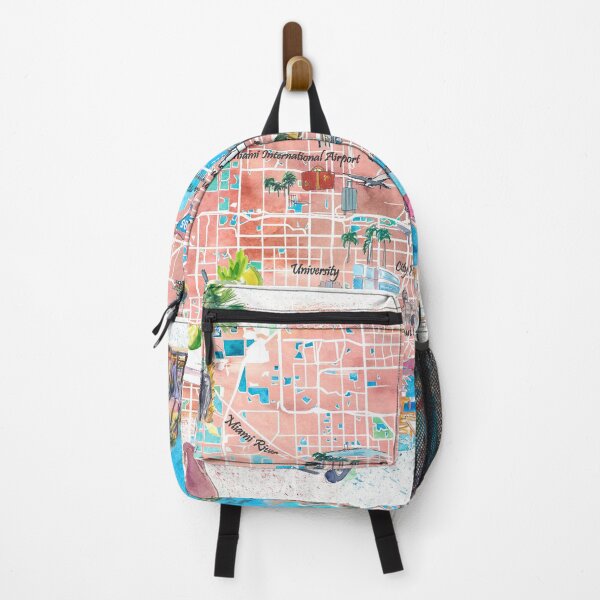 Item preview, Miami Florida  Illustrated  Travel  Map  with  Roads  and  Highlights designed and sold by artshop77.