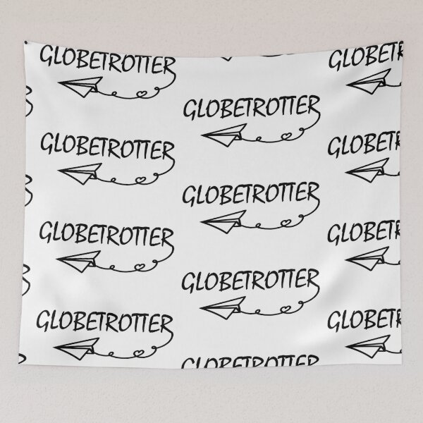 Item preview, Classic Globetrotter sign with intricate black and white paper aeroplane heart sign intertwined with black and white minimalistic quote vintage typography designed and sold by Deegital18.