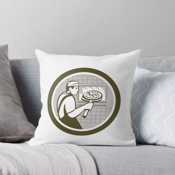 Item preview, Pizza Maker Holding Peel Side Retro Circle designed and sold by patrimonio.
