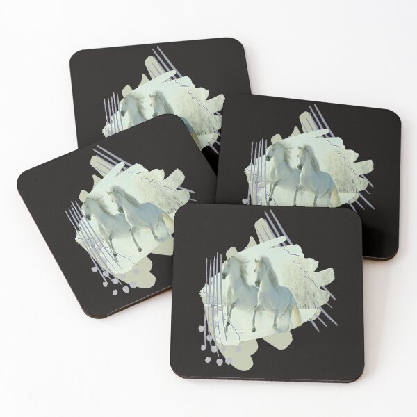 Item preview, Horse Calvary, Aesthetic Design  Exquisite, Two White Horses in the Snow, for the Equestrian and Horse lover designed and sold by Adri Barnard.