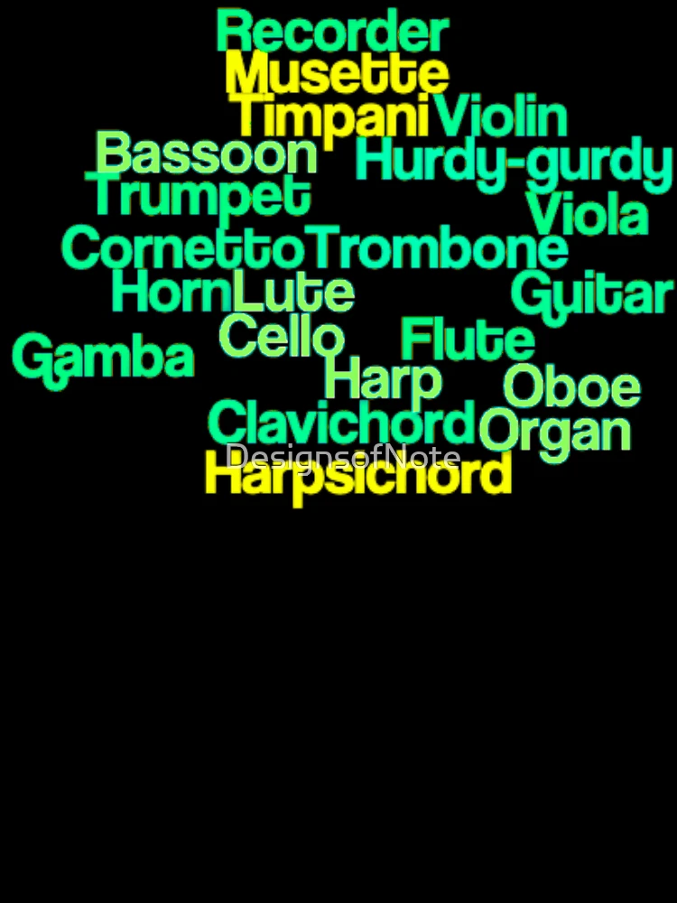 Thumbnail 7 of 7, Oversized T-Shirt, Baroque Musical Instruments Wordcloud Green  designed and sold by DesignsofNote.