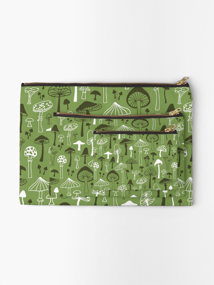 Alternate view of Mushrooms in Green Zipper Pouch