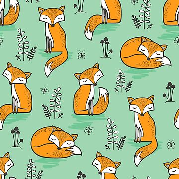 Artwork thumbnail, Dreamy Fox in Green by CajaDesign