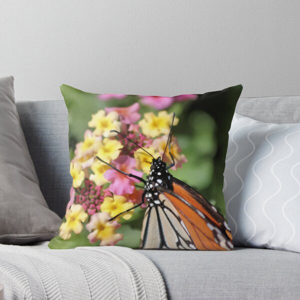 Item preview, Monarch Butterfly on Lantana Throw Pillow designed and sold by Lorri Crossno Nevil.