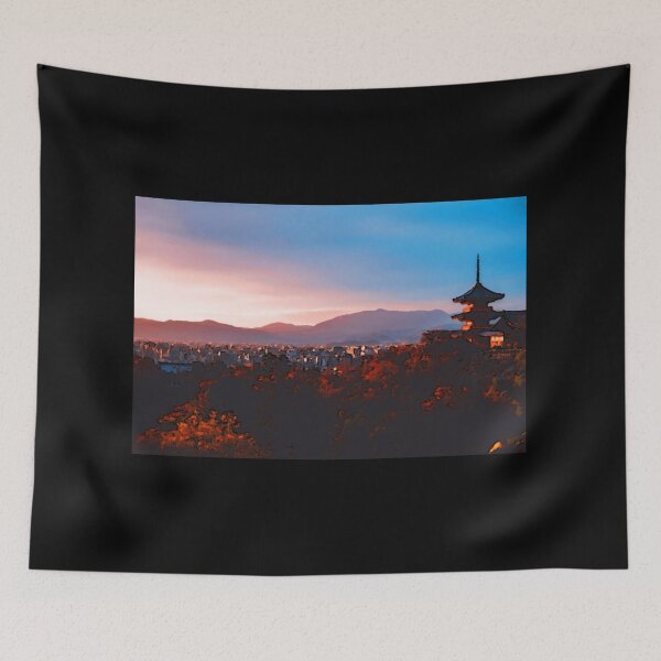 Item preview, Japanese temple and mountains in the background designed and sold by shodark.