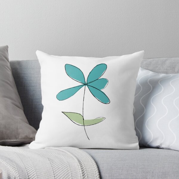 Item preview, Simple line flower - bluey green designed and sold by pygmycreative.