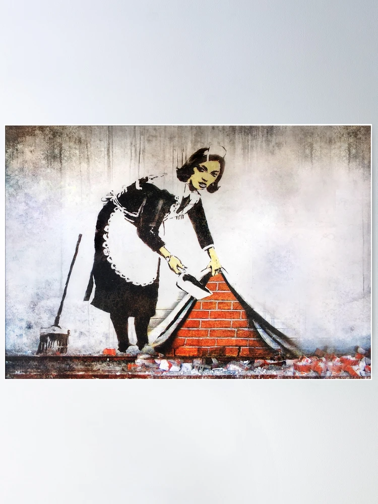 Colorful Spray Paint Stencil Pop Art - Sweep it Under the Carpet Banksy  Maid | Greeting Card