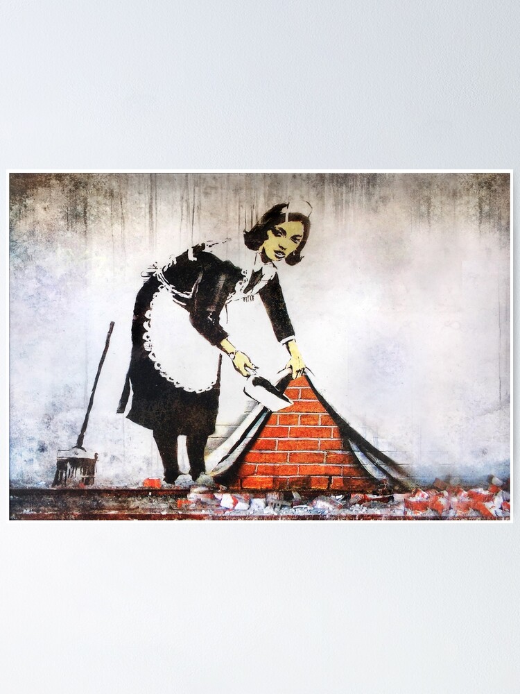 Banksy Maid - Sweep It Under The Carpet | Original Mural | Poster