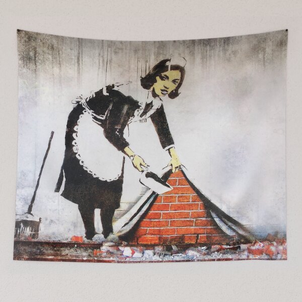 Item preview, Banksy Maid - Sweep It Under The Carpet | Original Mural designed and sold by WE-ARE-BANKSY.