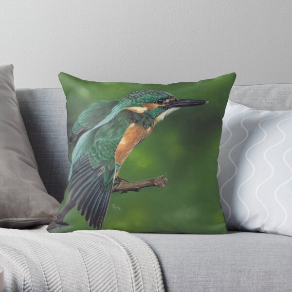 Kingfisher bird wildlife Throw Pillow