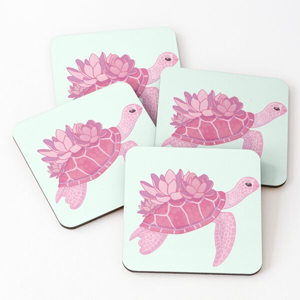 Item preview, Pink Lotus Turtle (blue green backgrund) designed and sold by ibyrd-7.