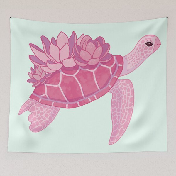 Item preview, Pink Lotus Turtle (blue green backgrund) designed and sold by ibyrd-7.