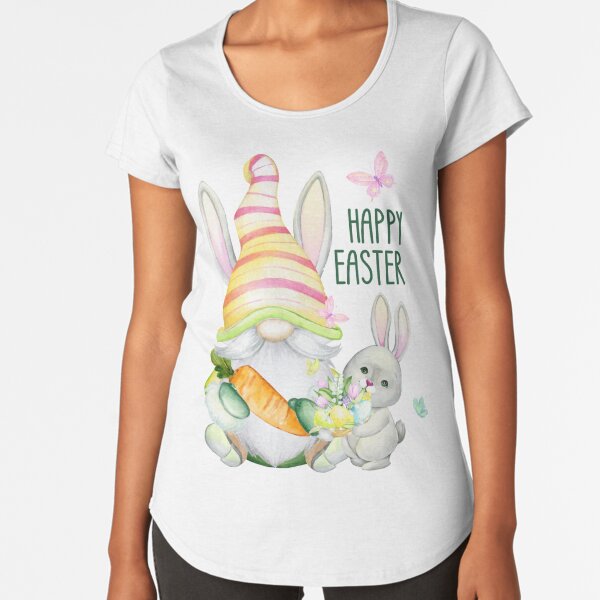 YYDGH Womens Easter Day Shirts Funny Bunny Gnome And Basket Tees