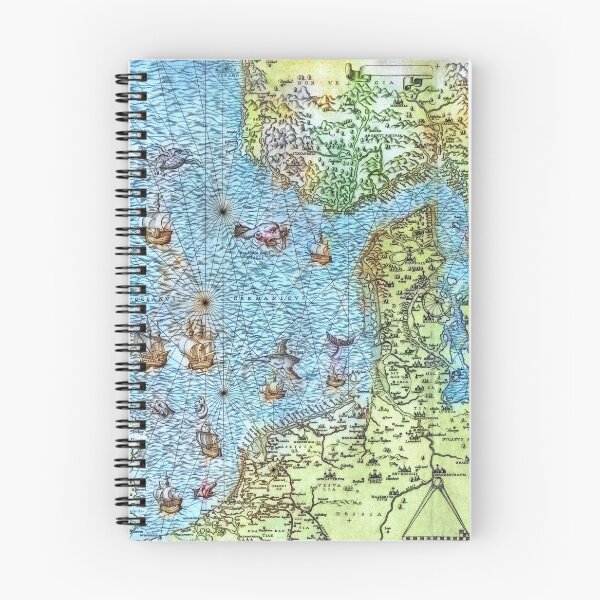 Item preview, Colored historic 16th century map of the North Sea from designed and sold by Intrepix.