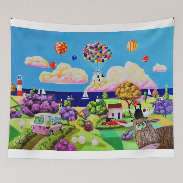 Item preview, Cows and an ice cream van folk art designed and sold by GORDON BRUCE ART.
