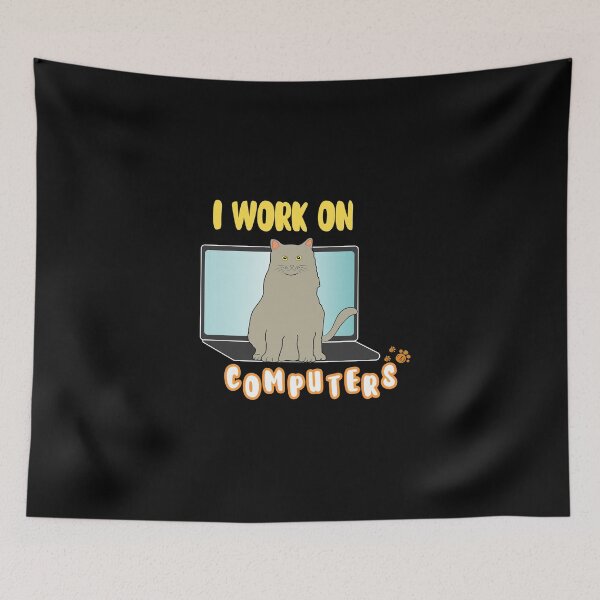 Item preview, I Work on Computers Funny Cute Tech Coding Cat Working designed and sold by tarkaittisak.