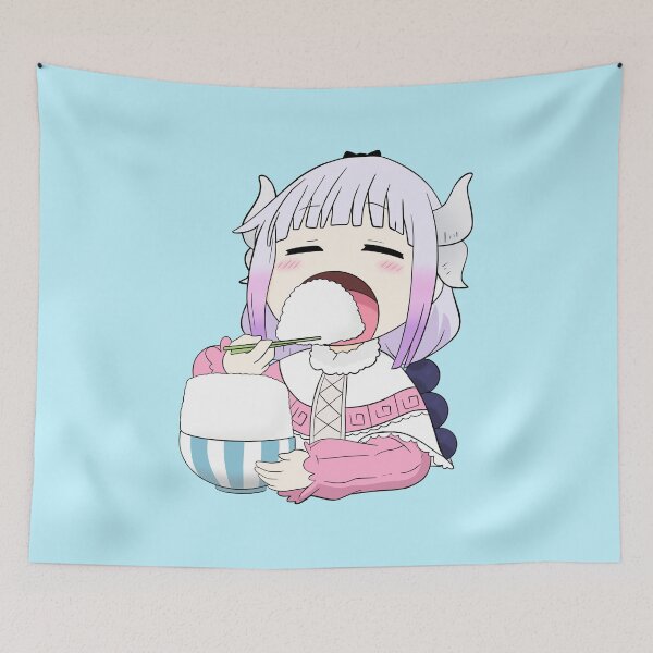 Item preview, Kanna eating rice - Miss Kobayashi’s Dragon Maid Anime  designed and sold by AnimeDesignX.