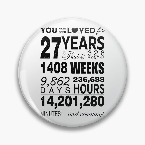 Item preview, 27 Years You Have Been Loved For 27 Years Celebration For 27th Birthday Party 27th Anniversary Birthday Gifts designed and sold by David David.