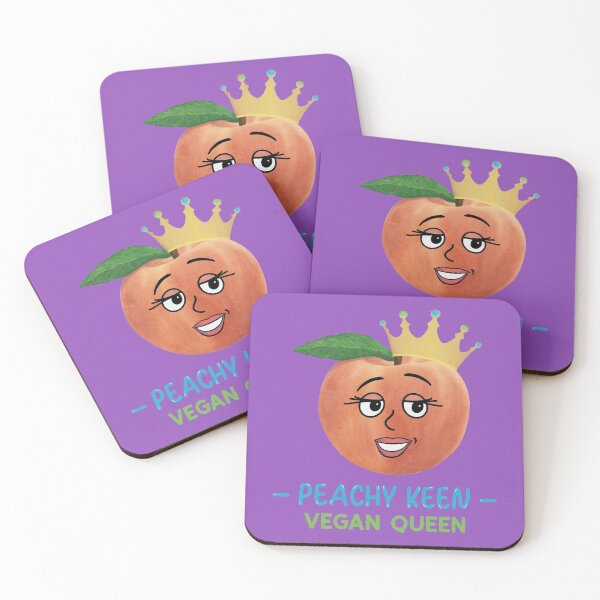 Item preview, Peachy Keen Vegan Queen, cute cartoon peach character designed and sold by Crystal Raymond.