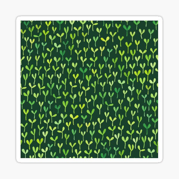Watercolour seedlings on green Sticker