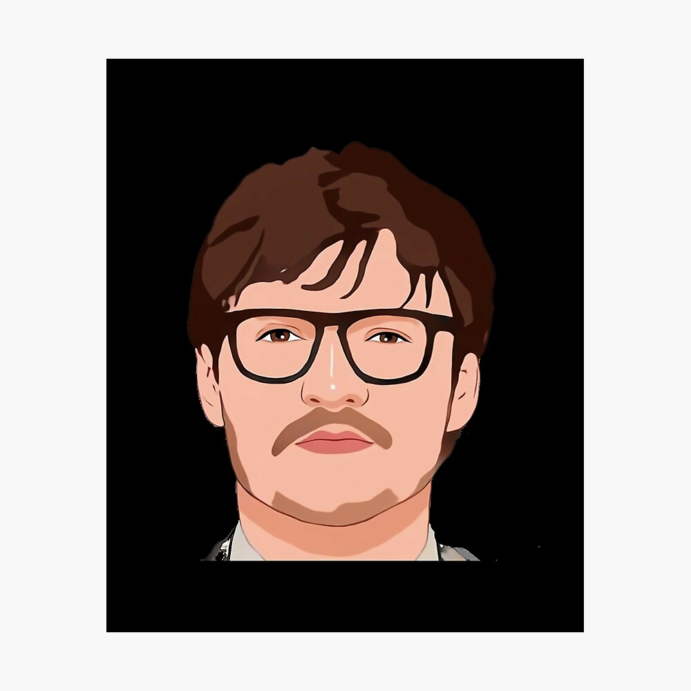 Pedro Pascal Cartoon Face Art Handsome Dreamy and Looking at you