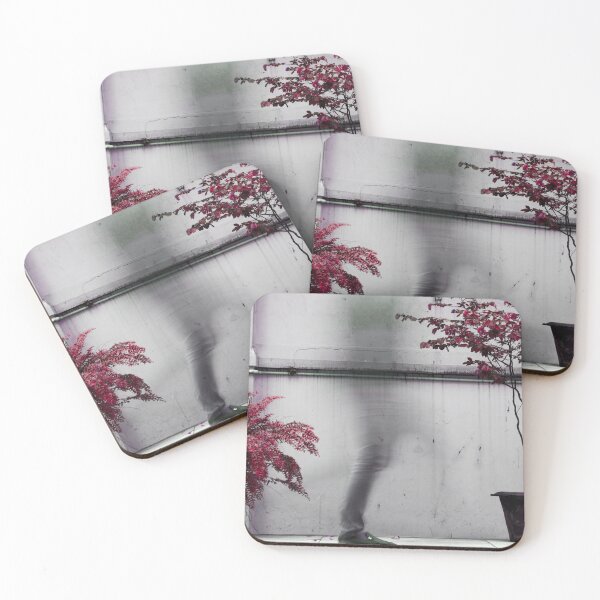 Item preview, Blurry person walking in between red leaf trees - symbolysing movement and passing time designed and sold by FCEalin.