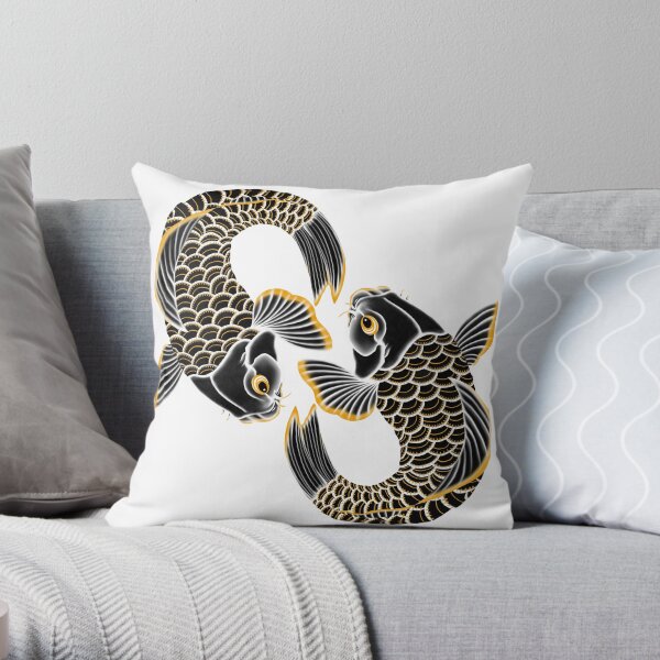Yin Yang Carp Throw Pillow
