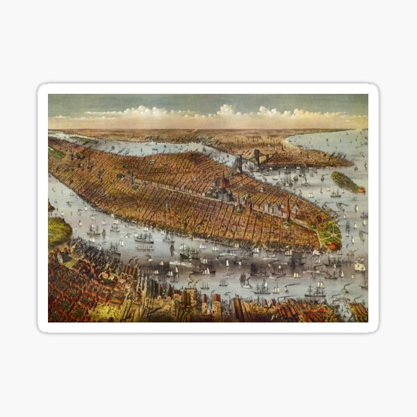 New York & Brooklyn vintage cityscape Sticker