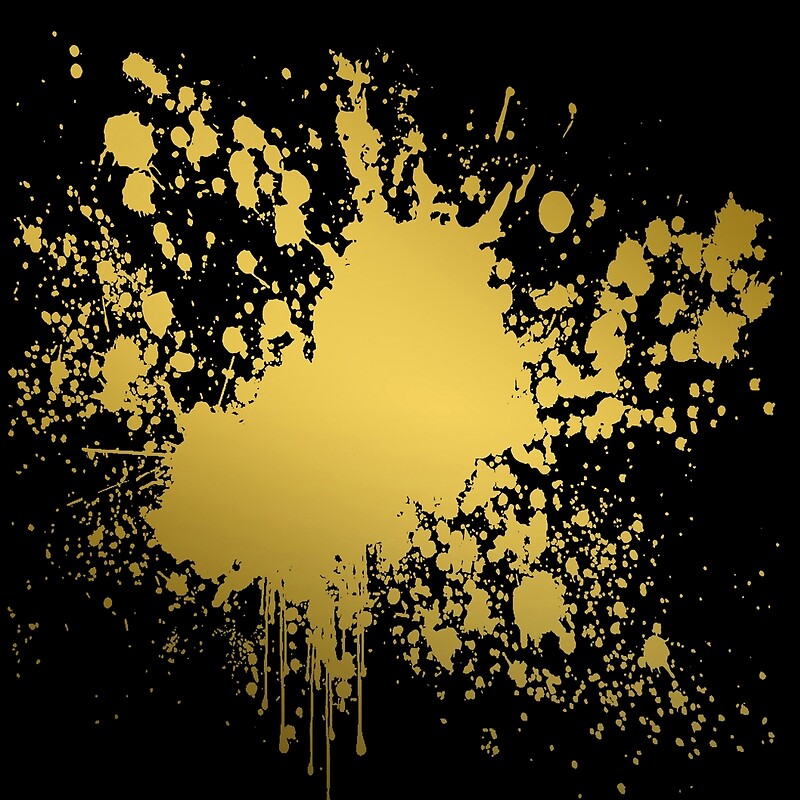 Gold Splatter With Black Background Metal Prints By Lil Salt Redbubble   Flat,800x800,070,f.u3 