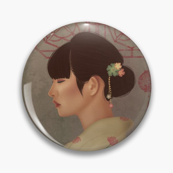 Item preview, Beautiful Asian Culture Woman in Kimono with Flowers Designs in Textured Background designed and sold by MilcArtworks.