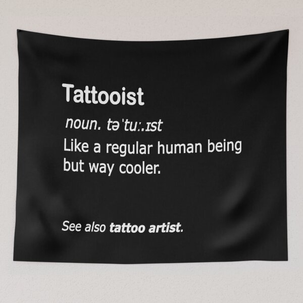 Item preview, Funny Tattooist Definition - block black and white funny tattooist saying (Full Dark Mode) designed and sold by Deegital18.