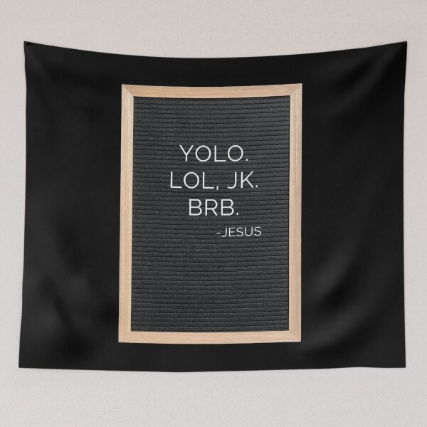 Item preview, Funny Jesus Yolo LOL JK BRB Letterboard Religious Humor Friendly Hilarious Meme Sticker designed and sold by BoomDesignsUS.