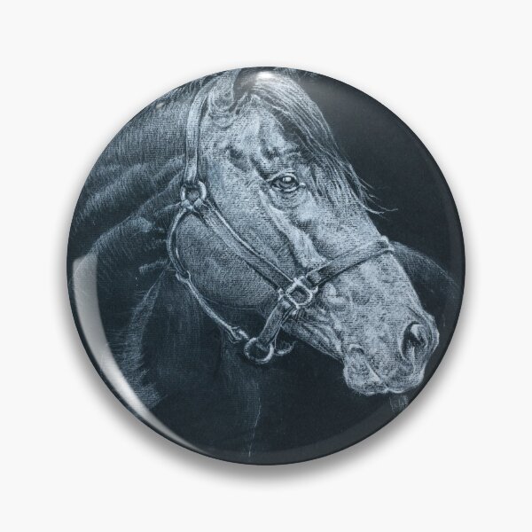 Aperçu de l'œuvre Tête de cheval, dessin au crayon. Papier noir et faisceau blanc. Portrait de cheval créée et vendue par MichaelTheCount.