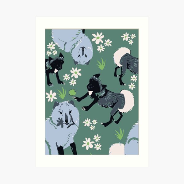 Arctic Fox vector art teal Art Print