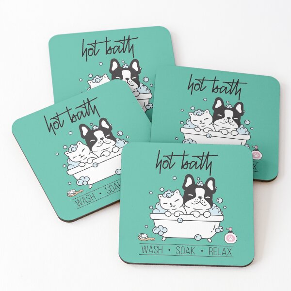 Item preview, Cute Cat and French bulldog Shower bath Funny Bathroom designed and sold by faudeltn.