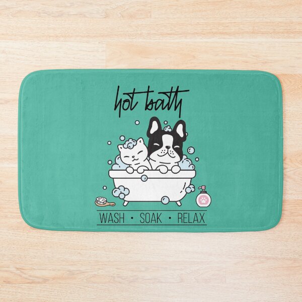 Item preview, Cute Cat and French bulldog Shower bath Funny Bathroom designed and sold by faudeltn.