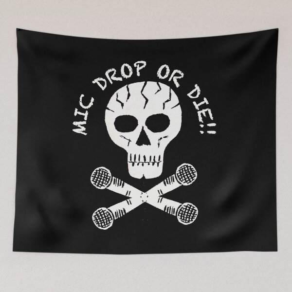 Item preview, MIC DROP OR DIE!! - original linocut design and print with digital text added designed and sold by PixelPalmer.