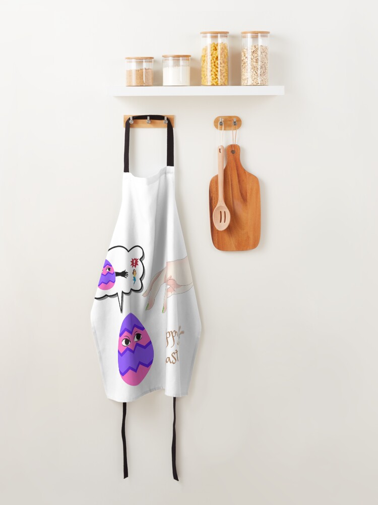 Alternate view of Happy easter - crazy egg and man Apron