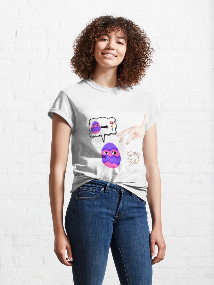 Classic T-Shirt, Happy easter - crazy egg and man designed and sold by ceca95