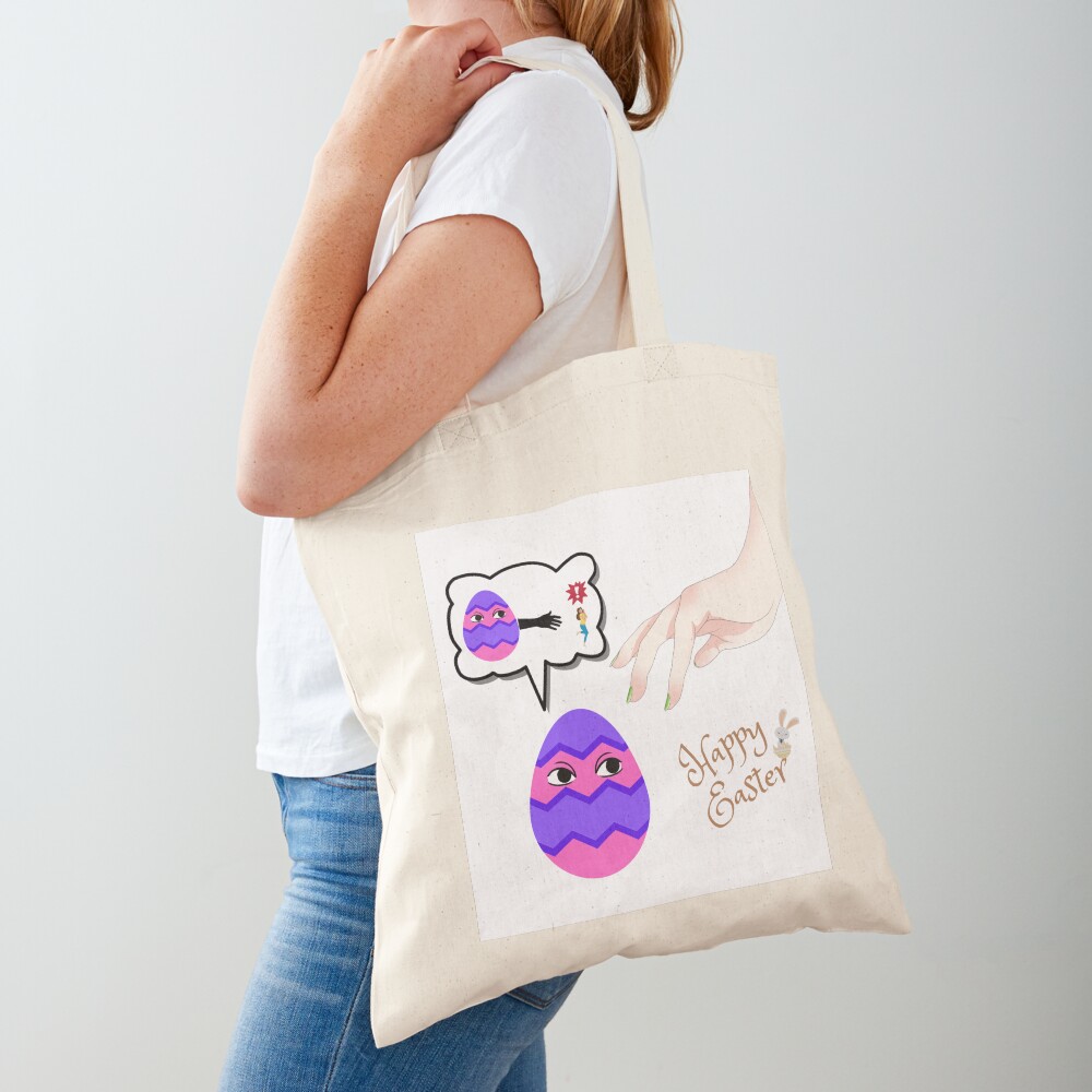 Happy easter - crazy egg and man Tote Bag