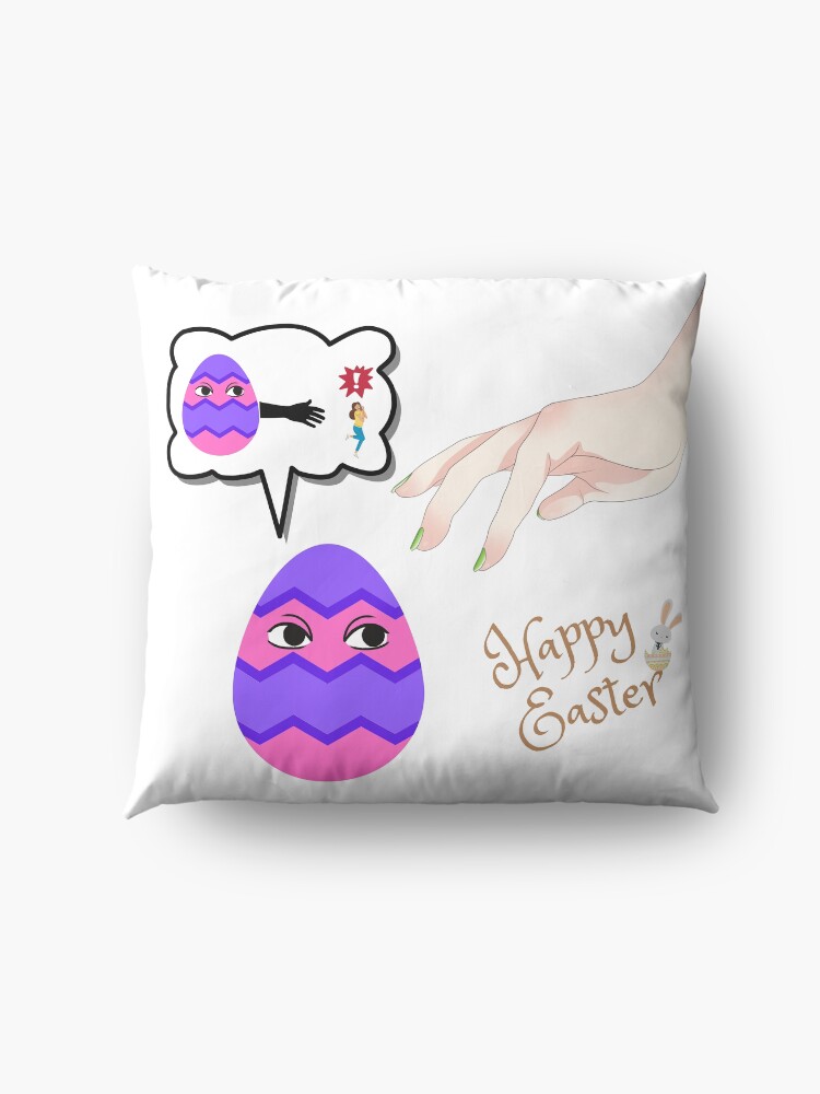 Alternate view of Happy easter - crazy egg and man Floor Pillow