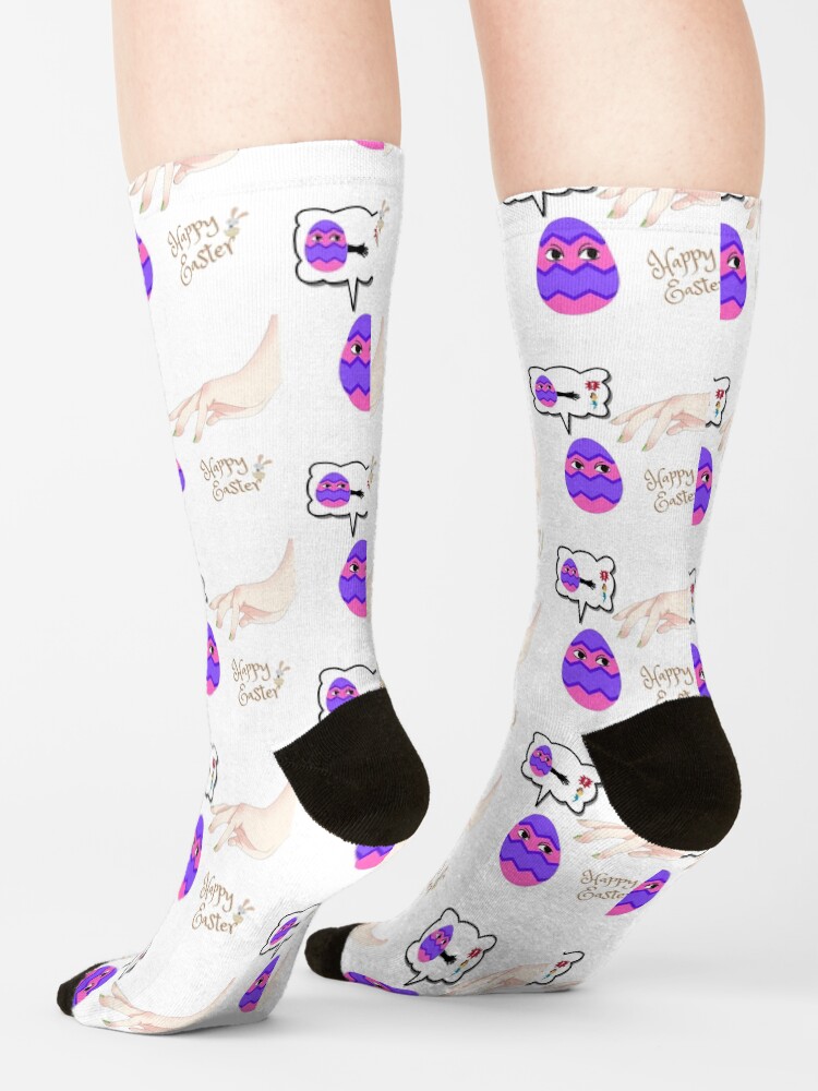 Alternate view of Happy easter - crazy egg and man Socks