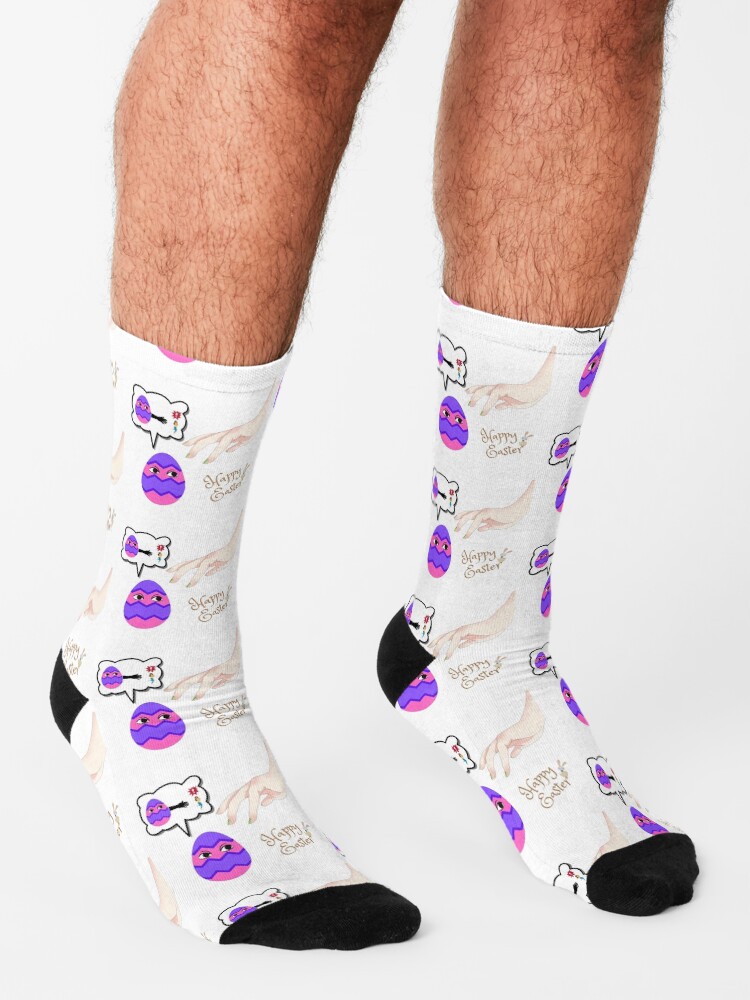 Alternate view of Happy easter - crazy egg and man Socks