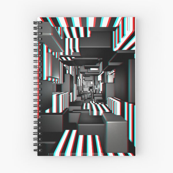 Item preview, Op Art Optical Illusion Stripes Tech 3D Cubes (black|white|red|cyan) designed and sold by hyproinc.
