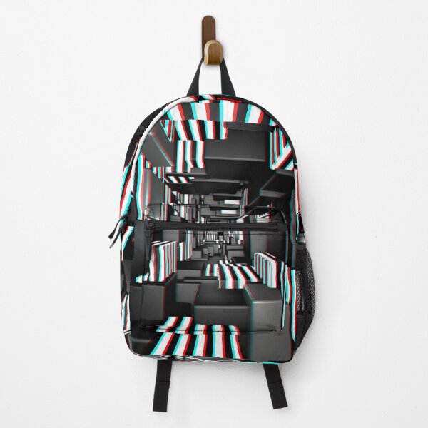 Item preview, Op Art Optical Illusion Stripes Tech 3D Cubes (black|white|red|cyan) designed and sold by hyproinc.
